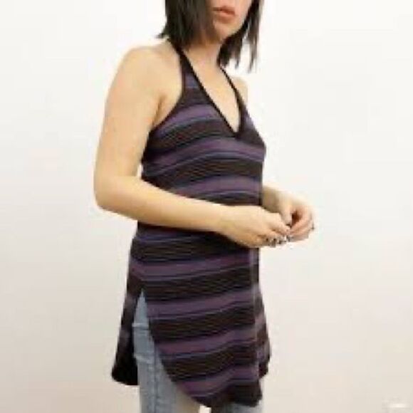 Free People Purple Striped￼ Racer Back Tank - Picture 1 of 8